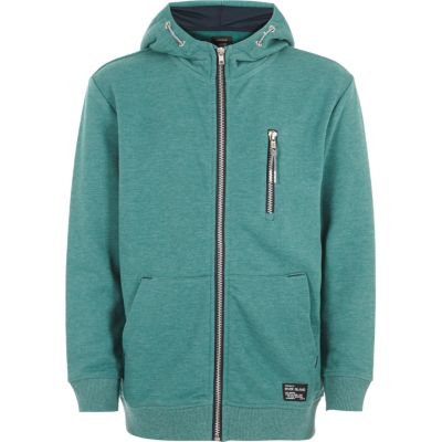 Boys turquoise zip-up hoodie
